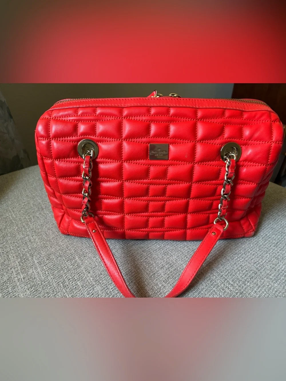 kate spade Red Quilted Bag with Chain-Strap